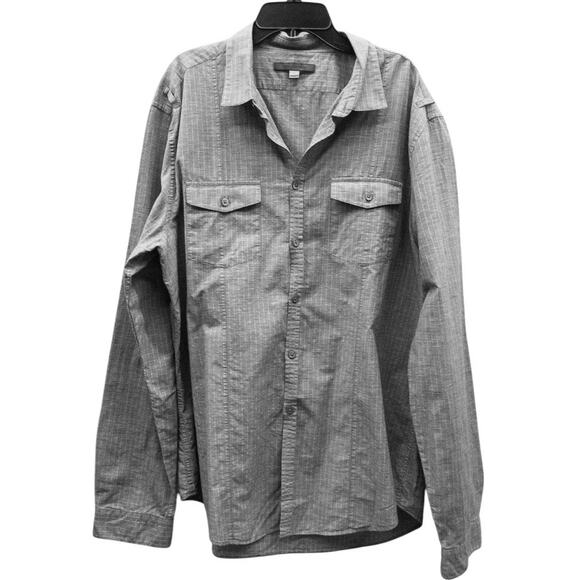 John Varvatos Men’s Button Down Shirt Gray Linen Cotton Blend XL - Picture 1 of 4